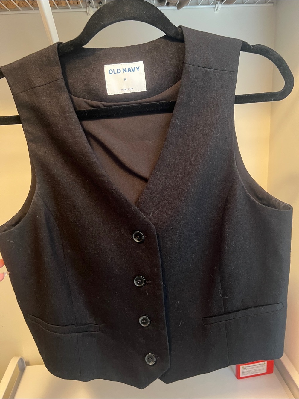 Old Navy Black Linen Vest